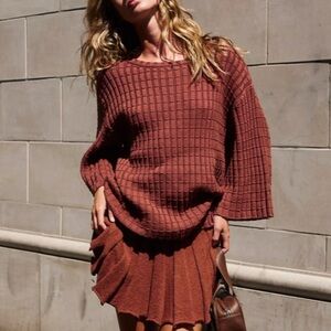 FREE PEOPLE Kenzie Brown Sweater Set S